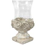 Świecznik szklany z podstawą ceramiczną Gaja piaskowiec 27x14,5x14,5 w sklepie internetowym Pigmejka