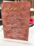Welurowe menu weselne na stół na plexi - różne warianty kolorystyczne w sklepie internetowym Dekorys