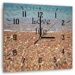 Obraz z zegarem, Morski brzeg i kamienie - 60x60 w sklepie internetowym Dekorys