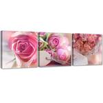 Obraz trzyczęściowy na płótnie, 3 różowe róże - 90x30 w sklepie internetowym Dekorys