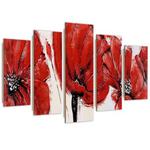 Obraz pięcioczęściowy Deco Panel, Czerwone kwiaty - 100x70 w sklepie internetowym Dekorys