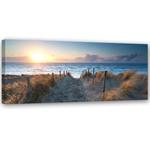 Obraz na płótnie, Zachód słońca na plaży nad morzem - 90x30 w sklepie internetowym Dekorys