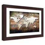 Obraz w ramie, Mapa świata na starych deskach - 100x70 w sklepie internetowym Dekorys