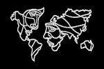 Geometryczna mapa świata - Konturowa mapa twarz (białe plexi) w sklepie internetowym Dekorys