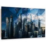 Obraz Deco Panel, Geometryczne miasto - niebieskie - 120x80 w sklepie internetowym Dekorys