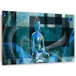 Obraz Deco Panel, Budda na geometrycznym tle - niebieski - 120x80 w sklepie internetowym Dekorys