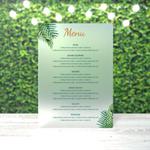 Satynowe menu weselne z plexi - Zielone gałązki w sklepie internetowym Dekorys