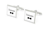 SPINKI DLA ŚWIADKA wesele kolor czarny kolor biały kwadrat (ar1269) w sklepie internetowym Jubileo.pl