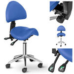 Krzesło kosmetyczne siodłowe z oparciem obrotowe regulowane BERLIN - niebieskie w sklepie internetowym multishop.com.pl