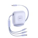 Kabel przewód zwijany 3w1 USB-C microUSB Iphone Lightning 1.7m fioletowy w sklepie internetowym multishop.com.pl