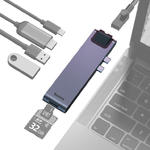 Stacja dokująca HUB 7w1 USB-C Thunderbolt MacBook Pro 2016 2017 2018 szary w sklepie internetowym multishop.com.pl