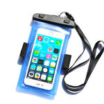 Wodoodporny pokrowiec etui do telefonu z opaską armband PVC - niebieskie w sklepie internetowym multishop.com.pl