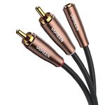 Przejściówka kabel przewód audio 3.5mm mini jack żeński - 2x RCA męski 5m brązowy w sklepie internetowym multishop.com.pl