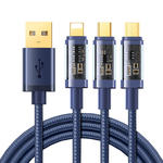 3w1 kabel przewód USB - USB-C / Lightning / micro USB 3.5 A 1.2m niebieski w sklepie internetowym multishop.com.pl