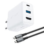 2w1 Ładowarka sieciowa z kablem USB-C + przejściówka adapter USB-C - HDMI 4K biały w sklepie internetowym multishop.com.pl