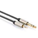 Kabel przewód przejściówka audio TRS mini jack 3.5mm - jack 6.35mm 1m szary w sklepie internetowym multishop.com.pl