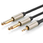 Kabel przewód rozdzielacz audio mini jack 3.5 mm - 2x jack 6.35mm 1m szary w sklepie internetowym multishop.com.pl