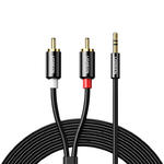 Kabel przewód audio 3.5 mm mini jack - 2RCA 1.5m czarny w sklepie internetowym multishop.com.pl