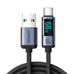Kabel przewód z wyświetlaczem LED USB-C - USB-A 66W 1.2m czarny w sklepie internetowym multishop.com.pl