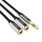 Kabel rozdzielacz audio minijack 3.5 mm - 2x minijack 3.5mm 21cm czarny w sklepie internetowym multishop.com.pl