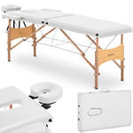 Stół łóżko do masażu składane szerokie z drewnianym stelażem VANNES WHITE - białe w sklepie internetowym multishop.com.pl