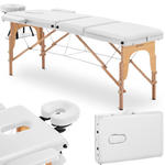 Stół łóżko do masażu składane szerokie z drewnianym stelażem DINAN WHITE - białe w sklepie internetowym multishop.com.pl