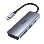 Wielofunkcyjny HUB USB Typ C - 3xUSB czytnik kart SD i TF HDMI 4K 7w1 szary w sklepie internetowym multishop.com.pl