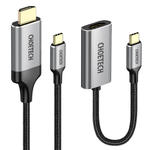 Przejściówka HUB USB Typ C - HDMI 2.0 + kabel HDMI 2m szary w sklepie internetowym multishop.com.pl