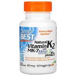 Doctor's Best Natural Vitamin K2 MK-7 with MenaQ7 plus Vitamin D3 180mcg (Witamina K2 MK-7 z MenaQ7 plus Witamina D3) 60 Kapsułek wegetariańskich w sklepie internetowym Sklep mass-zone.eu