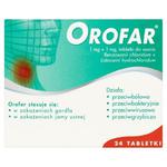 Orofar 1 mg + 1 mg Tabletki do ssania 24 tabletki w sklepie internetowym Apteka Pod Gwiazdą