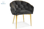 FERTONE - stylowe krzesło glamour z welurem BALLON, czarne/złote w sklepie internetowym kolorywnetrz.pl