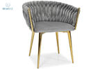 FERTONE - stylowe krzesło glamour z welurem ROSA, szare/złote w sklepie internetowym kolorywnetrz.pl