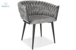 FERTONE - stylowe krzesło glamour z welurem ROSA, szare/czarne w sklepie internetowym kolorywnetrz.pl