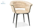 FERTONE - stylowe krzesło glamour z welurem IRIS, beżowe/czarne w sklepie internetowym kolorywnetrz.pl