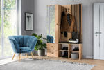 JARSTOL - nowoczesna garderoba do przedpokoju z siedziskiem CALI, 195x128 cm - kolor dąb artisan w sklepie internetowym kolorywnetrz.pl