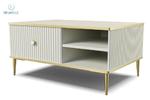 BIM FURNITURE - stolik kawowy glamour z szufladą i półką PETRA, 90x60x43 cm kolor kaszmir/beż w sklepie internetowym kolorywnetrz.pl