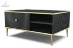 BIM FURNITURE - stolik kawowy glamour z szufladą i półką PETRA, 90x60x43 cm kolor czarny mat w sklepie internetowym kolorywnetrz.pl