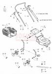 Części korpusu - nóż, piasta noża, kosz na trawę, linka gazu, śruba, koło, uchwyt, dźwignia, podkładka - kosiarki spalinowej Oleo- Mac G 44 PK (K500) - schemat w sklepie internetowym Rokapil