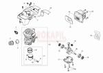 silnik części -cylinder, tłok, pierścienie, korbowód, tłumik, łożyska, uszczelniacze, świeca, kolektor ssący - pilarki Oleo-Mac GS 371 - schemat w sklepie internetowym Rokapil