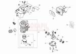 silnik części -cylinder, tłok, pierścienie, korbowód, tłumik, łożyska, uszczelniacze, dekompresor- pilarki Oleo-Mac GS 451- schemat w sklepie internetowym Rokapil