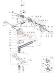 Oś przednia, oś tylna, przekładnia napędu, sprężyna, zębatka napędowa, koło przednie, koło tylne , pasek napędu, koło pasowe, uchwyt noża, nóż kosiarki Oleo-Mac LUX 55 TBD - schemat (produkcja w sklepie internetowym Rokapil