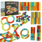 Klocki magnetyczne LED magnetic sticks duże patyczki świecące dla małych dzieci 102 elementy w sklepie internetowym Miły Drobiazg