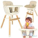 Krzesełko do karmienia z podnóżkiem drewniane nogi kolor beżowy w sklepie internetowym Miły Drobiazg