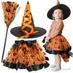 Kostium strój karnawałowy przebranie czarownica wiedźma 3 elementy pomarańczowy w sklepie internetowym Miły Drobiazg