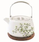 PORCELANOWY IMBRYK DO HERBATY na DREWNIANEJ PODSTAWCE - Natura (1089 NTRA) 750 ml w sklepie internetowym Przestrzen.com.pl