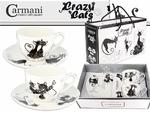 FILIŻANKI PORCELANOWE CARMANI ze spodkami - Crazy Cats - KOTY I - KOMPLET 2 Szt. w sklepie internetowym Przestrzen.com.pl