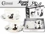 FILIŻANKI PORCELANOWE CARMANI ze spodkami - Crazy Cats - KOTY II - KOMPLET 2 Szt. w sklepie internetowym Przestrzen.com.pl