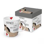 DUŻY KUBEK PORCELANOWY - KOŃ - Happiness - W PUDEŁKU w sklepie internetowym Przestrzen.com.pl