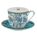 DUŻA PORCELANOWA FILIŻANKA Z TALERZYKIEM Atmosphere Jungle Tropic - 400 ml w sklepie internetowym Przestrzen.com.pl