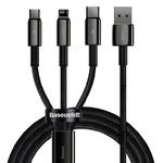 Baseus Tungsten 3w1 kabel USB - USB Typ C / Lightning / micro USB 3,5 A 1,5 m czarny (CAMLTWJ-01) w sklepie internetowym Magboss-Economy.pl